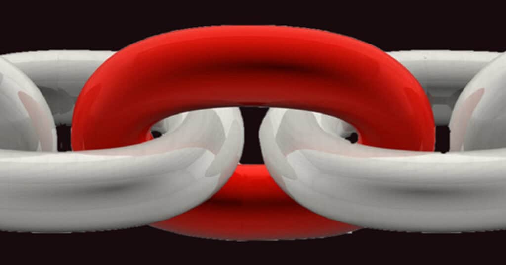 Red and white interconnected tubular structures with a sleek, modern design, representing innovative technology and connectivity concepts for perimeter security solutions.